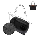 DGAZ Leichter Geldbörsen-Organizer-Einsatz für Longchamp-Le Pliage Original-Serie, Seide und DupontPaper Handtaschen-Innenfach für Luxus-Tasche (Schwarz, LE PLIAGE L (Griffhöhe: ca. 25 cm)