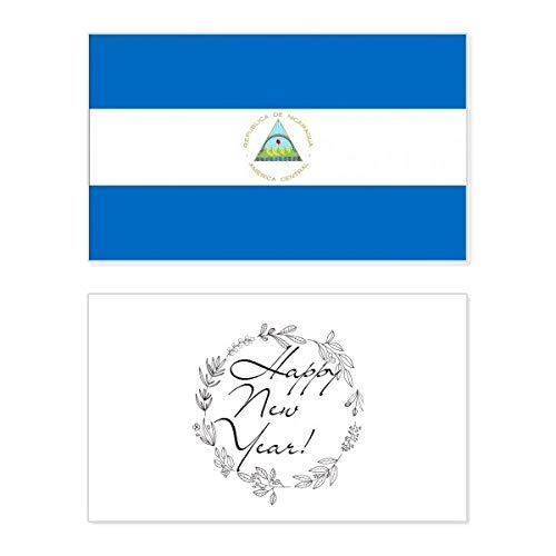 Tarjeta conmemorativa de Año Nuevo con bandera de América del Norte y deseos