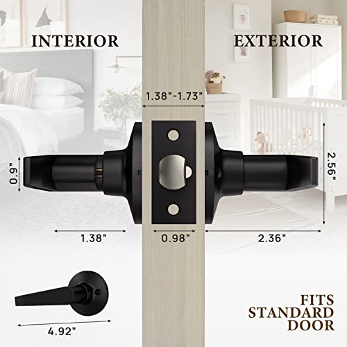 Vicmeon Passage Lever Door Handle, Classic Keyless Door Lever Set, Passage Door Lever For Hallway And Closet, Reversible For Right And Left Side, Matte Black #TOP2