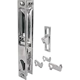 Prime-Line C 1045 Sliding Glass Door Handle Set, 6-5/8 in., Diecast, Chrome Plated, Hook Style, Flush Mount, Non-Handed