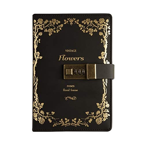Carnet de notes B6 en cuir PU de qualité supérieure - Journal intime à code noir