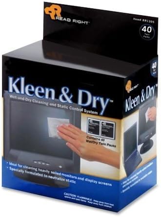 Wholesale CASE of 10 - Read/Right Kleen & Dry Screen Cleaners-Kleen and Dry Pads, for Screen, Twin Packs, 40/BX
