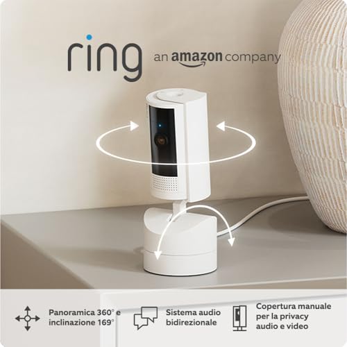 Videocamera interna inclinabile Ring (Pan-Tilt Indoor Camera) | Videocamera di sicurezza plug-in | Panoramica 360°, inclinazione 169° | Ring Protect: 30 gg. prova gratuita - Immagine 5