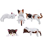 5 Pcs Mini Cat Desk Figurines, Cute Cat Dashboard Decorations Computer Monitor Decor, Resin Cats Shippers Ornaments for Car Interior Rearview Mirror & Desk Accessories, Funny Gifts for Cats Lovers