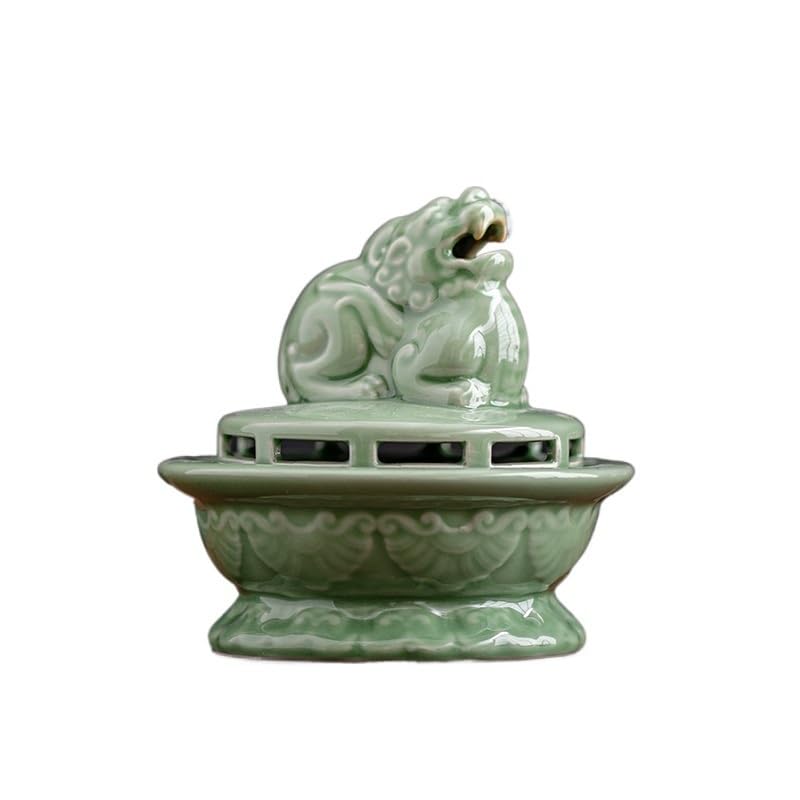 Base Porta Incenso Home Bruciatore di incenso Zen retrò cinese Celadon Ornamenti da tavolo in ceramica