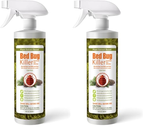 EcoVenger Bed Bug Killer Spray (480ml), Quickly Kills Bed Bugs, Nymphs, Eggs, Dust Mites, Lice & Resistant Bugs, 2 Weeks Extended Residual, Plant Based Non-Toxic, Safe for Children & Pets (Pack of 2) option