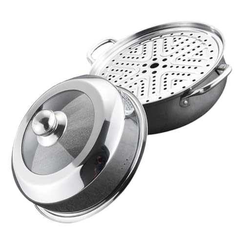 VANZACK 加厚ステンレス製多機能蒸し器 二大容量 蒸し料理対応 ガス電気調理器対応 熱伝導速く省エネ設計 持ち手付き家用蒸し鍋