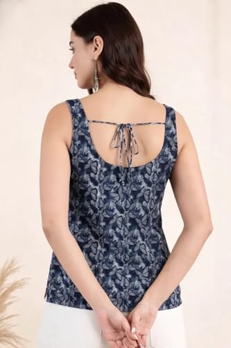 Image of Pinkmint Women Cotton Blend Printed Short Kurti Top (Pack of 2) | Stylish Casual Wear | Sleeveless Top | Back Dori Design | Comfortable Kurta Tops