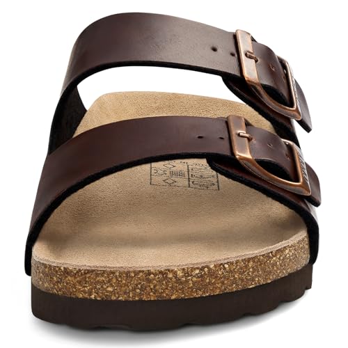 Image of ODOLY Unisex Comfortable Cork Footbed Slide Sandals with Arch Support | Adjustable Buckle, Lightweight Summer Sandals for Travel and Everyday Wear