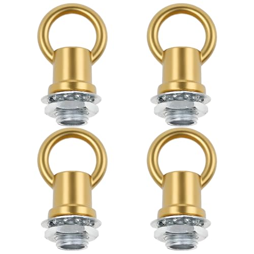 sunnates Hook Rings for Light Fixture Light Fixture Hooks Nuts M10 Lamp Female Loop Holder for Extension Chandelier Chain 4 PCS (Gold)