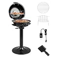ARLIME Outdoor Electric Grill 1600W, Stand BBQ Grill w/Warming Rack for 15-Serving, Adjustable Temperature, Removable Greqase Tray, Portable Barbecue Grill for Camping Party Balcony Garden (Black)