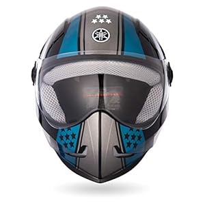 Yamaha YR1 Full Face Helmet (Black with Cyan Green Graphic, Size XL) Y6AYR1CGXL16