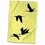 3dRose Taiche - Vector Art - Ibis - Silhouette of Ibises In Flight - Towels (twl_355399_1)