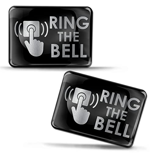 Biomar Labs 2 x 3D Gel Sign Notification Symbol Ring The Bell Doorbell Stickers Silver Marking for Gate Door KS 163