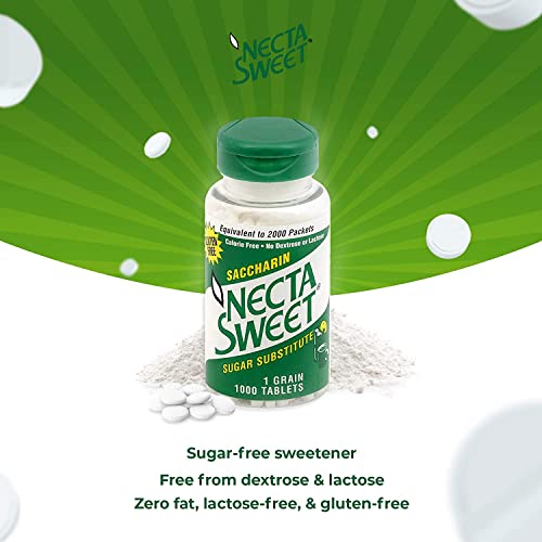Necta Sweet Saccharin Tablets, 1-Grain, 1000 Tablet Bottle #TOP1