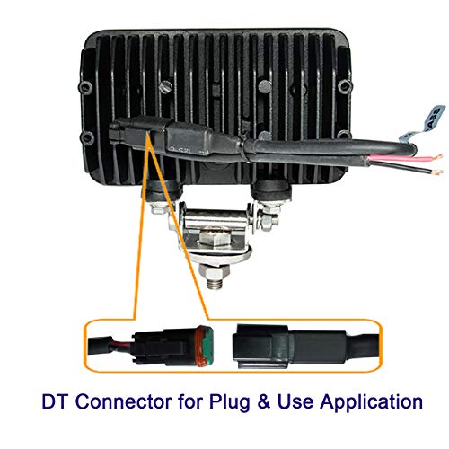 Lightronic 4X6 Inches Rectangular 12/24 Volt Dc 45W 4500 Lm, 6000K Cool Bright White Flood Beam Off-Road Led Work Light, Headlight & Fog Light For Truck & Work Vehicle, Ip 69 Waterproof Rating, 2-Pack #TOP3