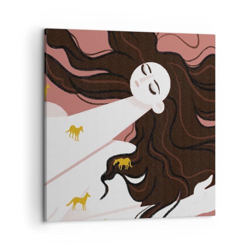 Impression sur toile portrait femme moderne 50x50cm : tableau déco murale