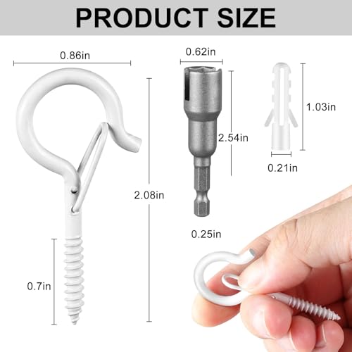 Image of FSAH 48 PCS Q-Hanger Hooks with Safety Buckle, Windproof Screw Hooks