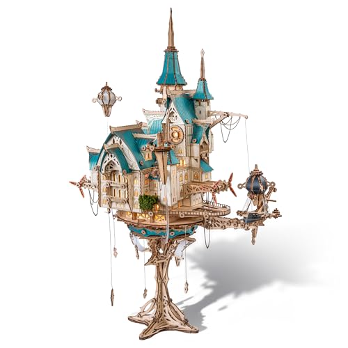 FUNPOLA Puzzle 3D de Madera Castillo de Vapor – Maquetas para Construir para Adultos, Castillo Flotante Steampunk Barroco con Engranajes mecánicos, Adultos y Adolescentes