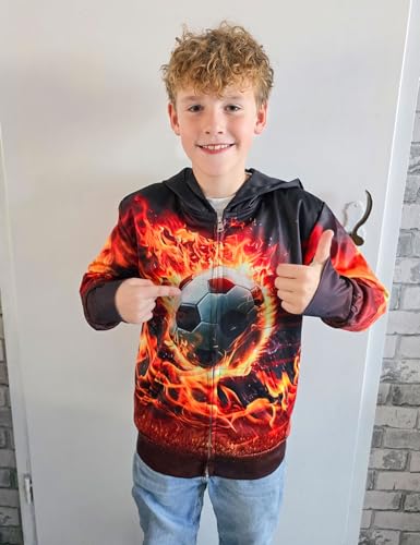 Idgreatim 6-14T Boys Zip Up Hoodies Kids 3D Graphic Hoody Sweatshirt Zipper Pullover with Pockets