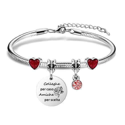 "Colleghe Per Caso Amiche Per Scelta"Collega Braccialetti,Donne Rosso Cuore Rosa Braccialetti Pendenti Grazie Al Suo Regalo
