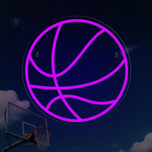 Image of Basketball Neon Sign Sport Led Basketball Light for Wall Decor Dimmable Sign Birthday Kids Christmas Gift Fans Sport Room Bedroom Decor for Boys