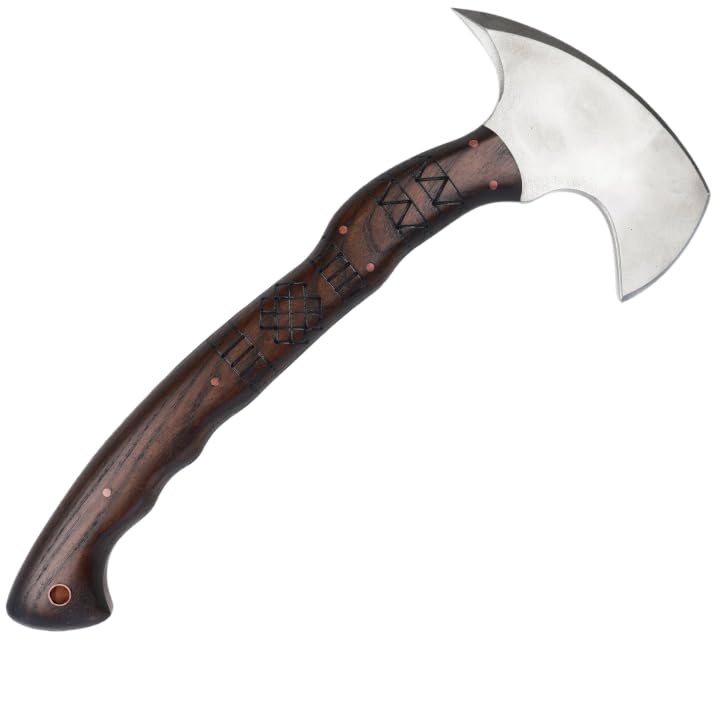 Combat Tomahawk Axe with Engraving - Tactical Tomahawk Throwing Axe Hatchets - Survival Tomahawk Axe Tactical with Spike - Throwing Tomahawk with Wooden Handle (Tactical Tomahawk)