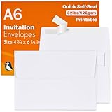 A6 White Envelopes 4X6 100 Pack - Quick Self Seal,for 4x6 Cards| Perfect for Weddings, Invitations, Photos, Graduation, Baby Shower| 6.5 x 4.75 inches (A6)