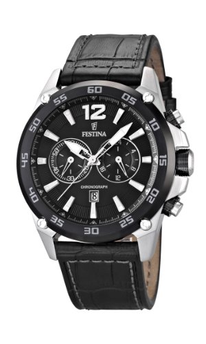 Preisvergleich Produktbild Festina Herren Chronograph Quarz Uhr mit Leder Armband F16673 / 4