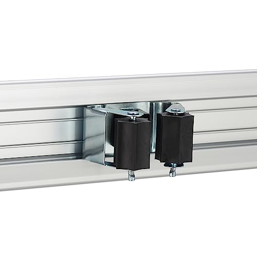 Relaxdays Gerätehalter Wandhalterung, 2er Set, Besenhalter Wand, je 4 Wandklemmen, für Gartengeräte, Aluminium, Silber