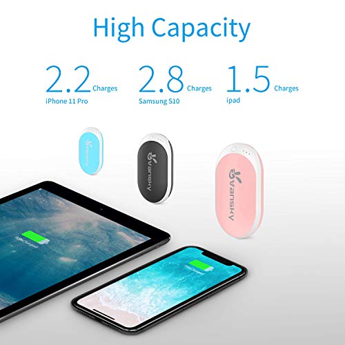 Vansky Hand Warmers, 7800mAh Rechargeable Power Bank and Double-Sided Heating Pocket Hot Hands Toaster for Home and Office (Black)