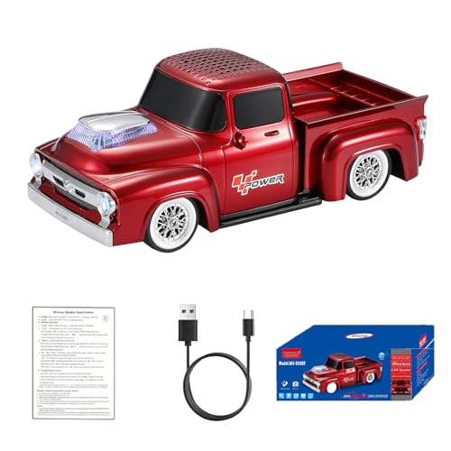 WSTER WS-538 Retro Pickup Truck Bluetooth Speaker, Red