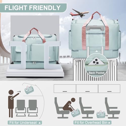 Image of Large Travel Duffle Bag, Carry On Weekender Bag with Shoe Compartment, Gym Tote Overnight Bags for Women for Travel with Toiletry Bag