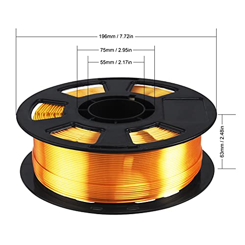 Image of Silk Gold PLA Filament, 1kg 2.2lbs 1.75mm 3D Printing Material, Widely Support for FDM 3D Printer, Pack with Extra Filament Sample by BBLIFE