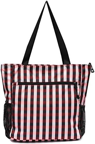 Original Floral Water Resistant Tote Bag Large Shoulder Bag with Multi Pockets for Gym Hiking Picnic Travel Beach Daily Bags (Claret)