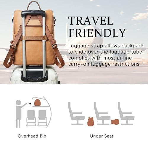 Image of Shrrie Vegan Leather Laptop Backpack for Women 15.6 inch Work Backpack Fashion Travel Backpack Purse for Business College