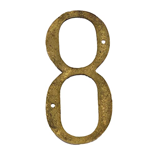 Image of 4 inch Brass House Hotel Door Number Plaque Sticky Numeric Numerical Digit 0-9 [9 (Nine)] (EIGHT)