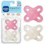 MAM Original Start Matte Baby Pacifiers, Binky for 0-3 Months, BPA-Free Silicone Nipple, Easy to Clean, Best for Newborn Babies, Developed with Medical Experts, 2 Count Binkies with Sterilizer Case