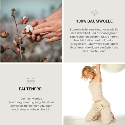 Foto von Schiesser Edeljersey Spannbettlaken Jessi | 100% gekämmte Baumwolle aus nachhaltiger Produktion | für Matratzen 180x200cm bis 190x200cm | Matratzenhöhe bis 22cm | Weiß