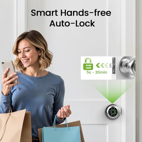 GHome Smart Fingerprint Door Lock, 4 in 1 Smart Fingerprint Door Knob with Keypad, App Control, Auto Lock, Biometric Door Knob with Lock for Bedroom, Apartment, Garage, Home & Office - Image 5