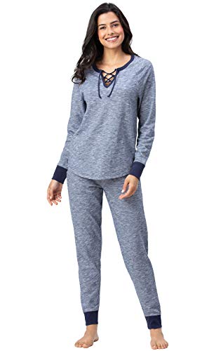 Addison Meadow Cotton Pajamas Women - Knit PJ Sets for Women, Blue, M