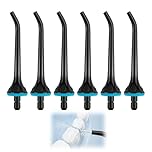 6-Pack Flosser Replacement Tips for Hangsun, Nicwell, COSLUS, Mospro, Zerhunt, Oral Irrigator Jet Tips, Black ABS Jet Tips with Leak-Proof Rubber Sealing, Ideal for Dental Care & Gum Health