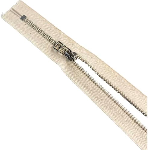 Natural Cotton Tape YKK #5 Nickel Metal Medium Weight Zipper Bell (Diecast Wire) Pull Closed End Choose Color Natural - Length (1 Zipper) Made in The United States (Natural Cotton, 8" Inches) image 4