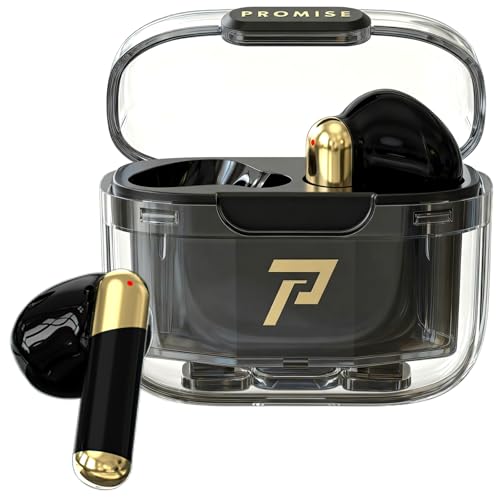 Promise Wireless Earbuds Bluetooth5.3 Earphones,40Hrs Play, ENC Noise Cancelling Mic,13mm Deep Bass,Remote Control for TikTok,YouTube Shorts Like,Smart Phone Laptop Computer Sports Headphones(Black)