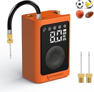 ETENWOLF Elektrische Balpomp, 3200mAh Accu & 4 Voorinstellingen, Automatische Drukmeting met LCD-scherm, Draagbare Pomp voor Voetbal, Basketbal, Volleybal