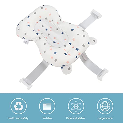 Image of Baby Bath Cushion Pad Floating Foldable Adjustable Infant Bath Supporter Newborn Nonslip Bathtub Mat Infant Bath Supporter (Blue Bear) Baby Bath seat banheira com suporte Bath Seats