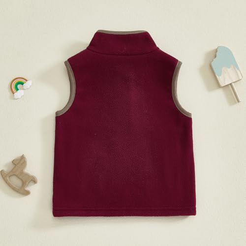 Image of Toddler Baby Boy Fleece Outerwear Vests Sleeveless Zipper Jacket Solid Color Vest Coat Spring Fall Winter Clothes