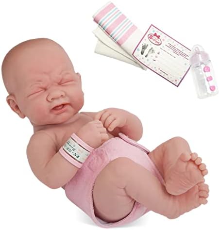JC Toys La Newborn Boutique - Realistic 14" Anatomically Correct Real Girl Baby Doll All Vinyl First YearDeisgned by Berenguer Made in Spain, Pink (18503)