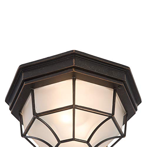 Yosemite Home Decor 3902Liorb Serge Collection Incandescent Exterior, 2-Light Flush Mount/10.75-Inch, Oil-Rubbed Bronze Frame, 24 Piece #TOP2