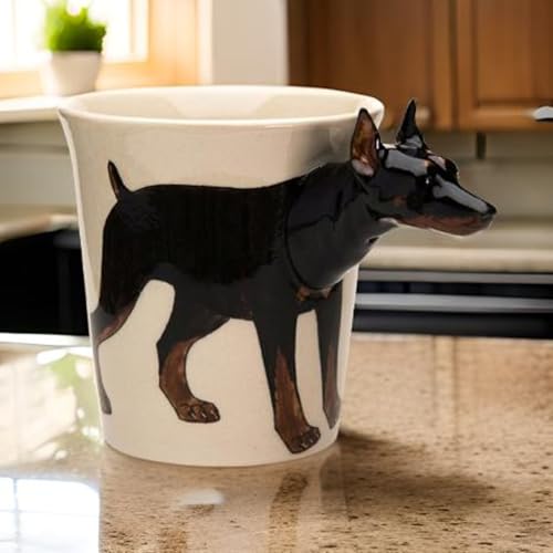 B2SEE Dobermann Tasse Keramik Hunde Tasse als Geschenk für Hundebesitzer Dobermann